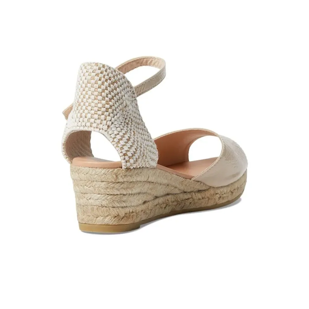 ERIC MICHAEL® CASH WEDGED SANDALS FOR WOMEN – CREAM EU 37 US 6.5-7